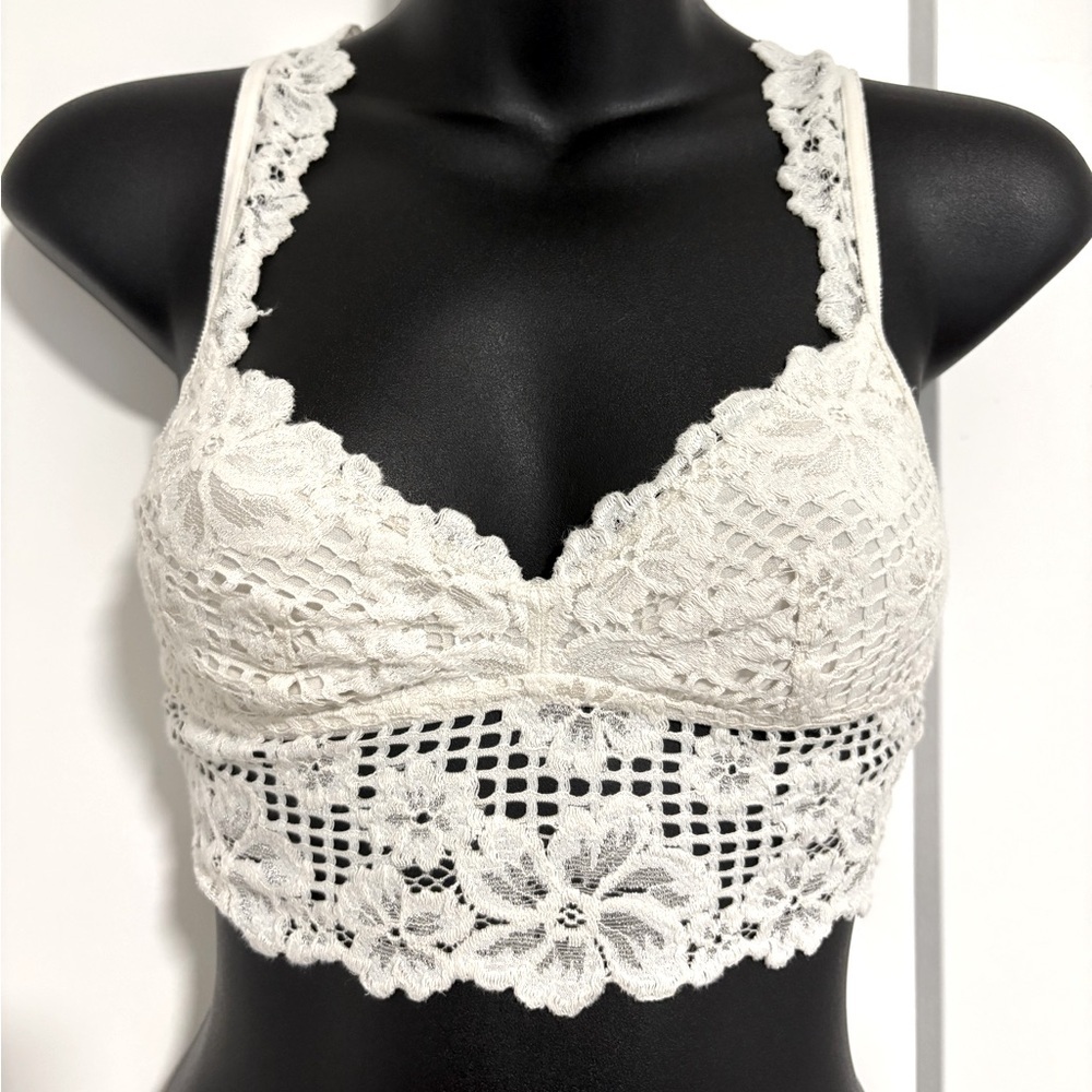 Aerie White Floral Lace Bralette Size XS‎